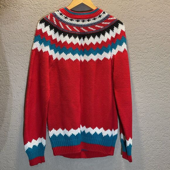 Vintage Crystal Sportswear Knit Sweater Large Red Nordic Pullover Retro 80s USA - Picture 7 of 9